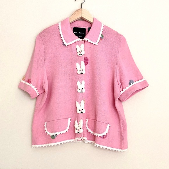 Michael Simon Sweaters - Michael Simon Pink Easter Bunny Sweater SZ L